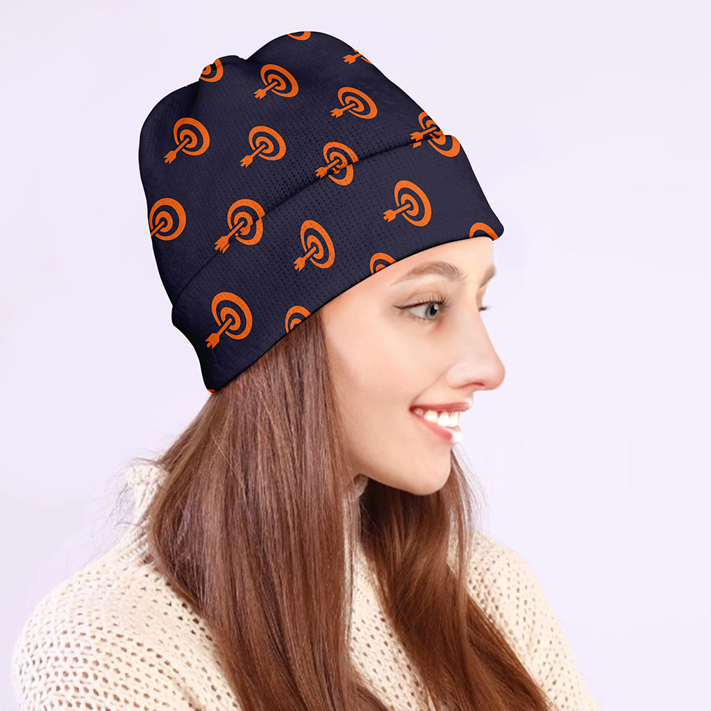 Orange Bullseye Target Pattern Print Beanie