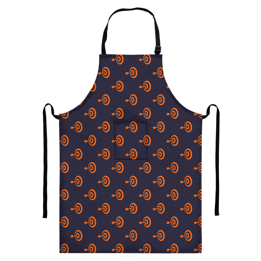 Orange Bullseye Target Pattern Print Bib Apron With Pocket