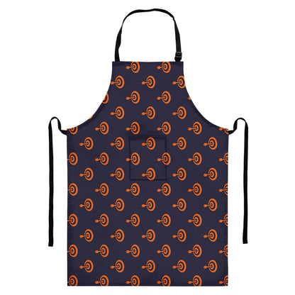 Orange Bullseye Target Pattern Print Bib Apron With Pocket