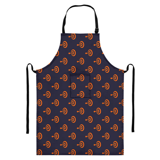 Orange Bullseye Target Pattern Print Bib Apron With Pocket