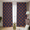 Orange Bullseye Target Pattern Print Blackout Pencil Pleat Curtains