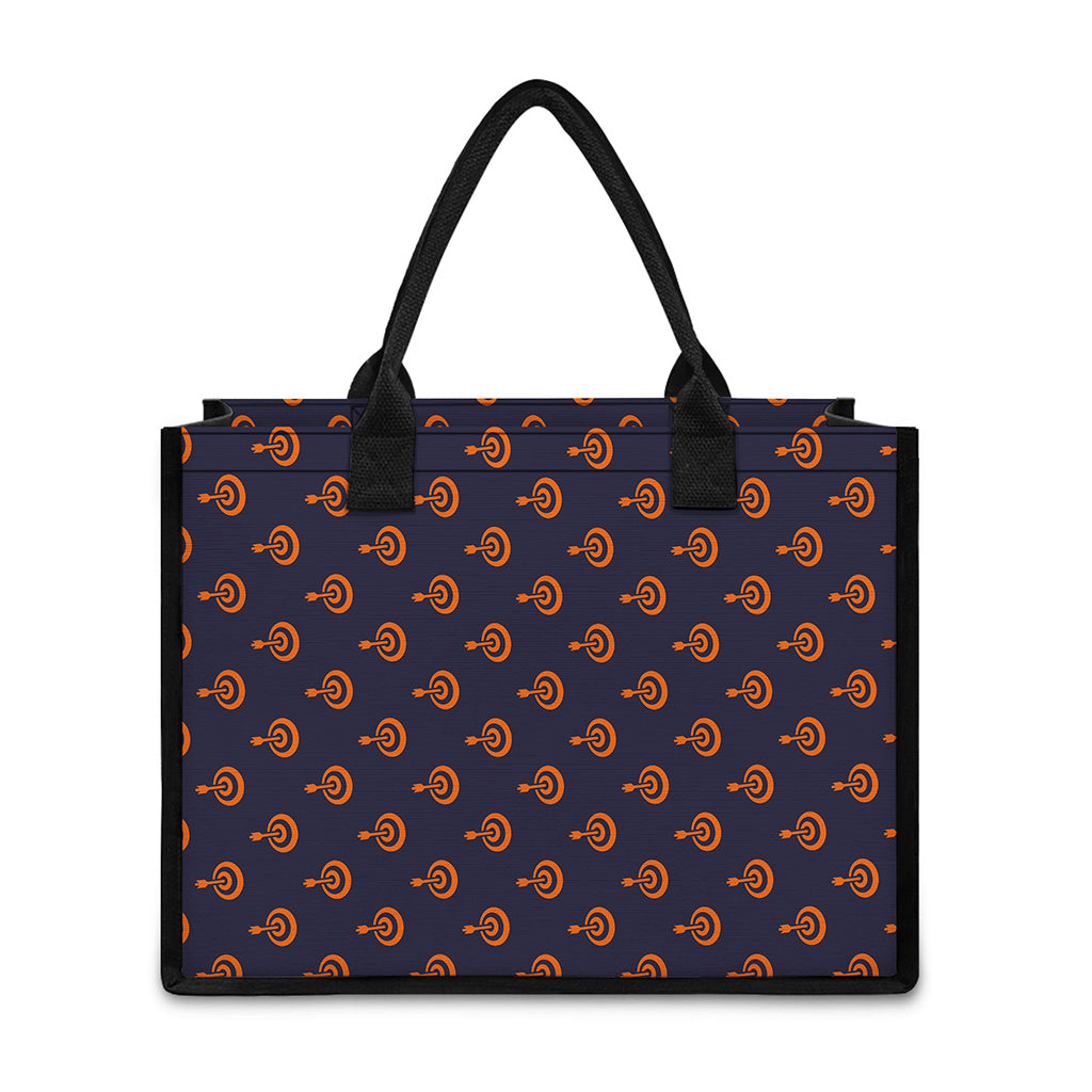 Orange Bullseye Target Pattern Print Canvas Tote Bag
