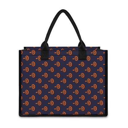 Orange Bullseye Target Pattern Print Canvas Tote Bag