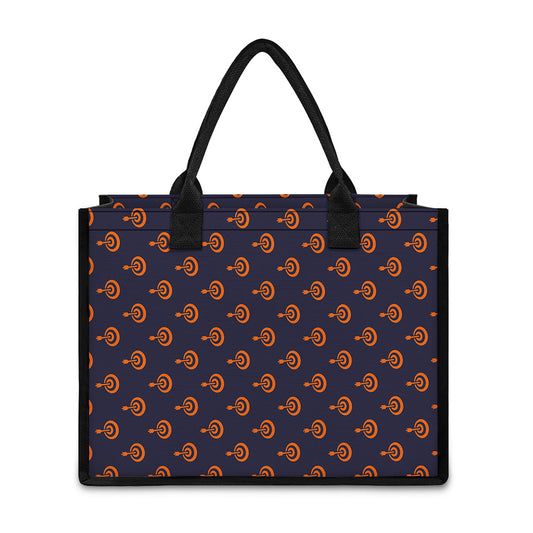 Orange Bullseye Target Pattern Print Canvas Tote Bag