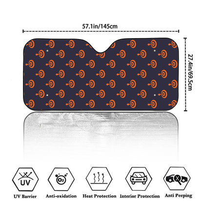 Orange Bullseye Target Pattern Print Car Windshield Sun Shade