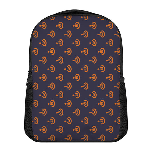 Orange Bullseye Target Pattern Print Casual Backpack
