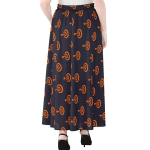 Orange Bullseye Target Pattern Print Chiffon Maxi Skirt