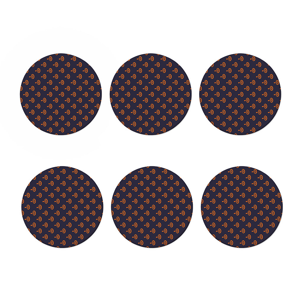 Orange Bullseye Target Pattern Print Coaster Set