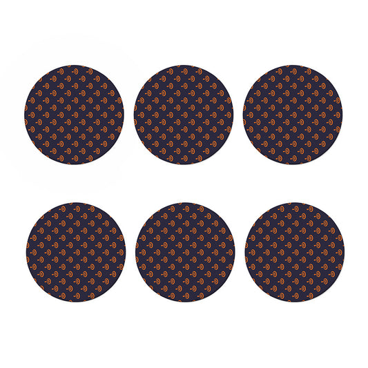 Orange Bullseye Target Pattern Print Coaster Set