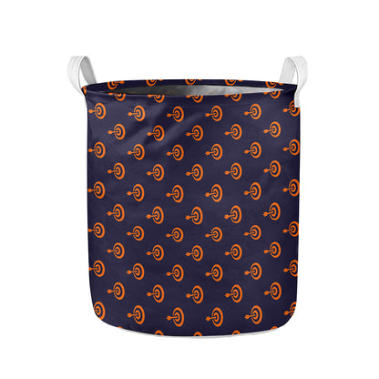 Orange Bullseye Target Pattern Print Collapsible Laundry Basket