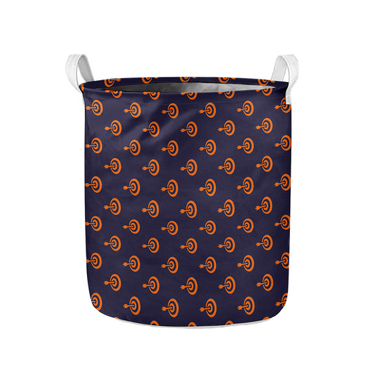 Orange Bullseye Target Pattern Print Collapsible Laundry Basket