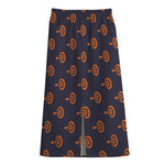 Orange Bullseye Target Pattern Print Cotton Front Slit Maxi Skirt