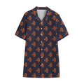 Orange Bullseye Target Pattern Print Cotton Hawaiian Shirt