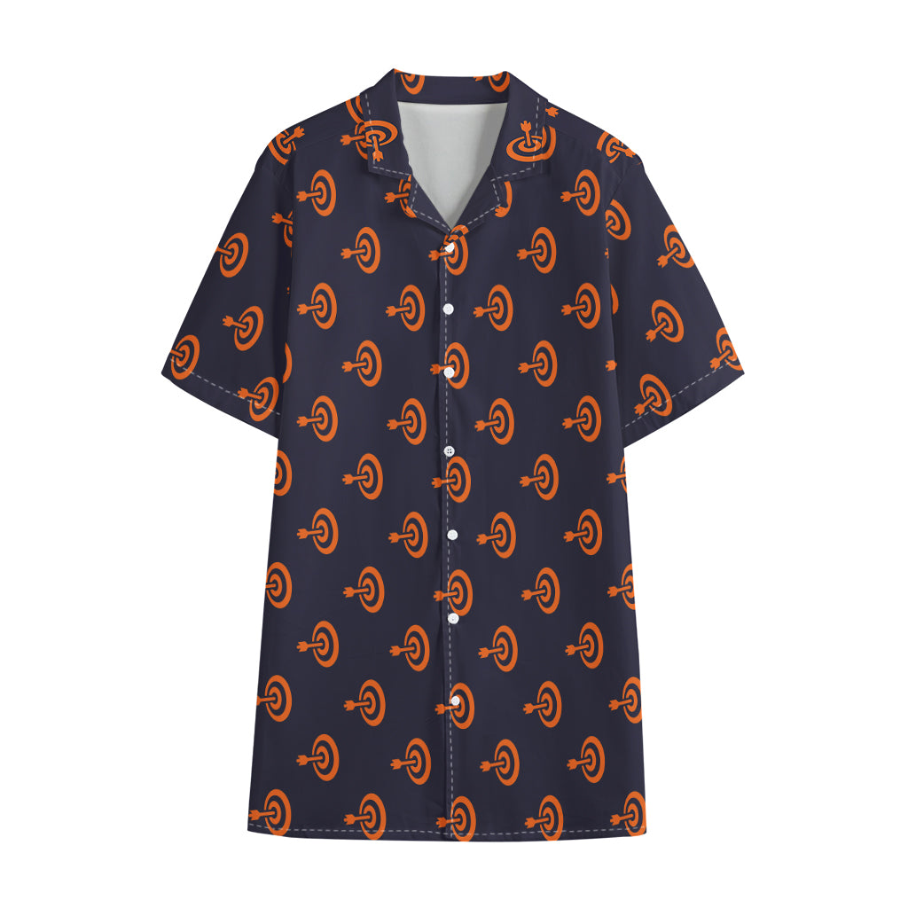 Orange Bullseye Target Pattern Print Cotton Hawaiian Shirt