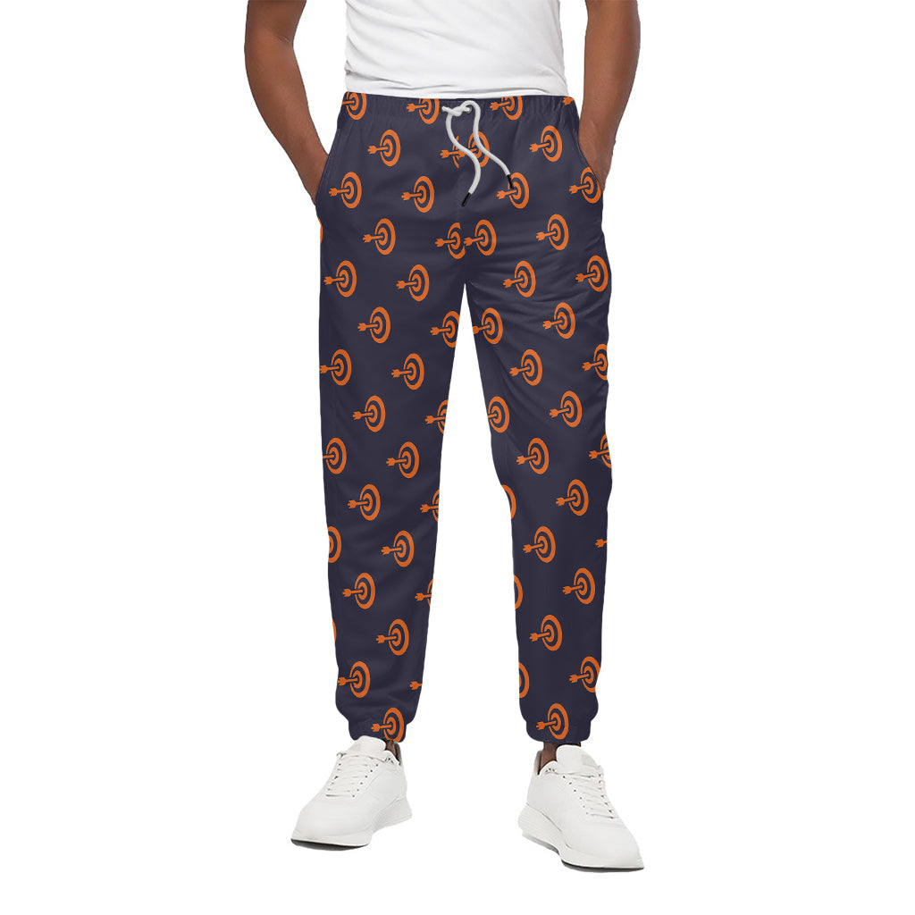 Orange Bullseye Target Pattern Print Cotton Pants