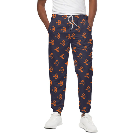 Orange Bullseye Target Pattern Print Cotton Pants