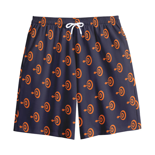 Orange Bullseye Target Pattern Print Cotton Shorts