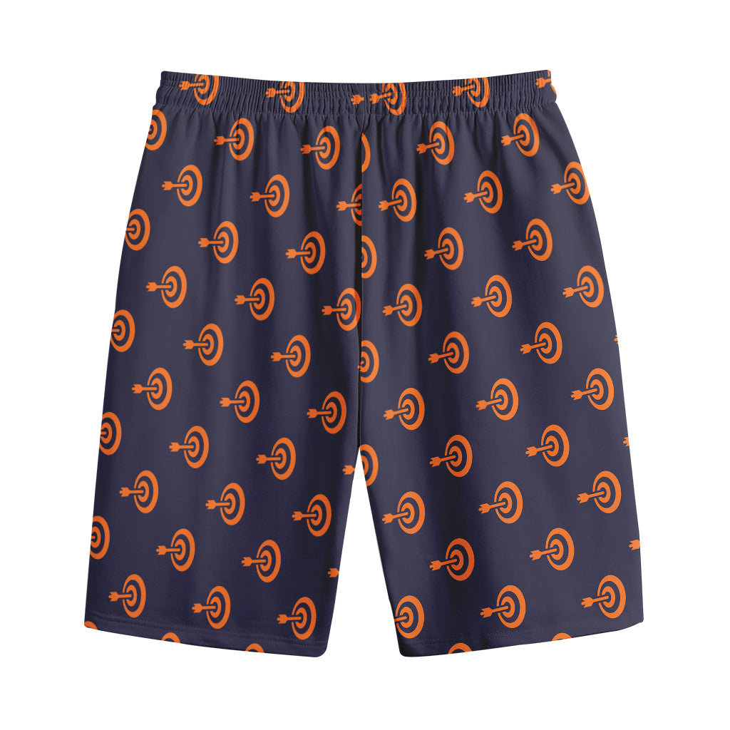 Orange Bullseye Target Pattern Print Cotton Shorts