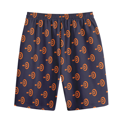 Orange Bullseye Target Pattern Print Cotton Shorts