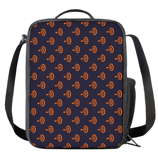 Orange Bullseye Target Pattern Print Crossbody Lunch Bag