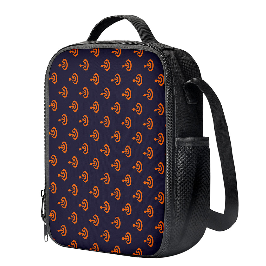 Orange Bullseye Target Pattern Print Crossbody Lunch Bag