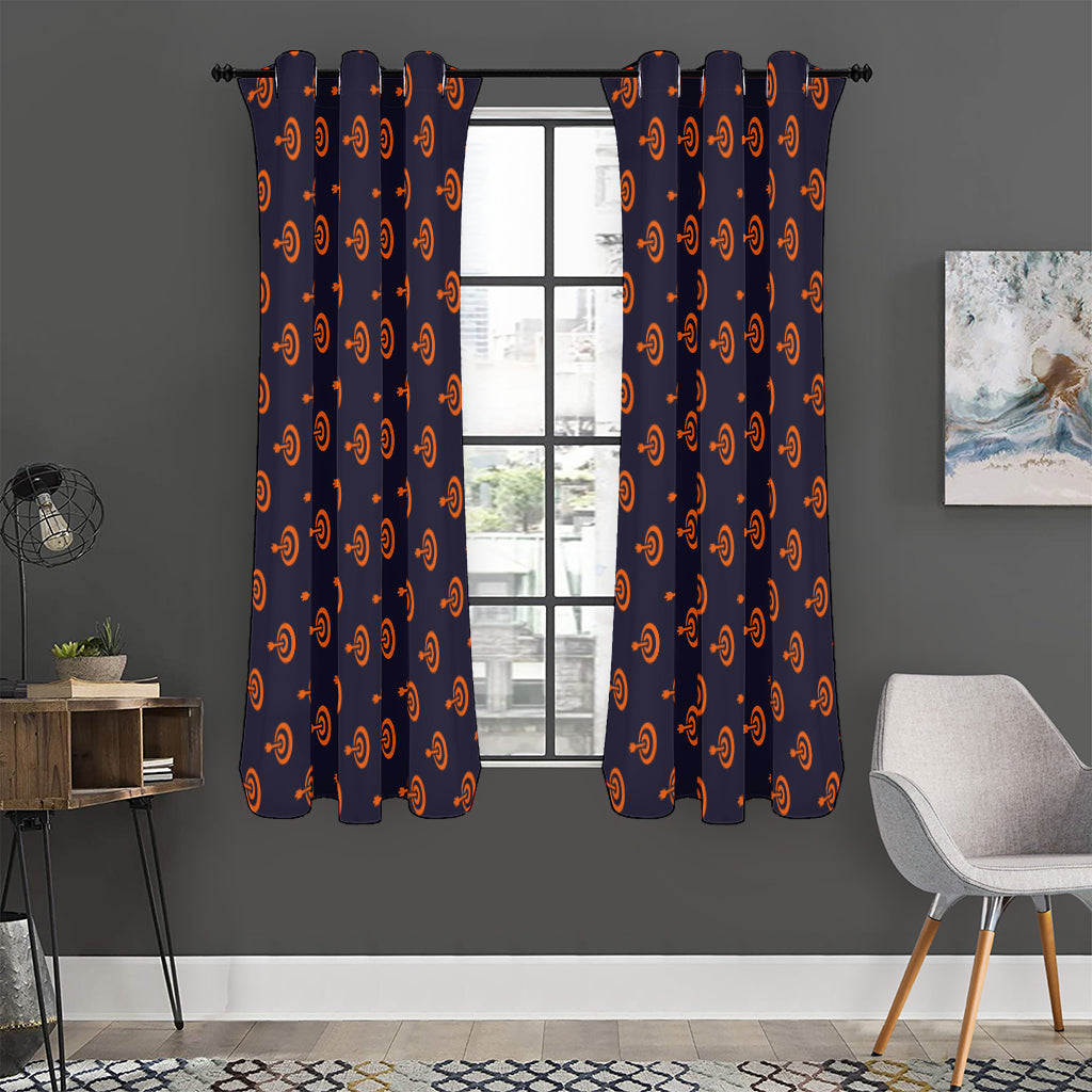 Orange Bullseye Target Pattern Print Curtain