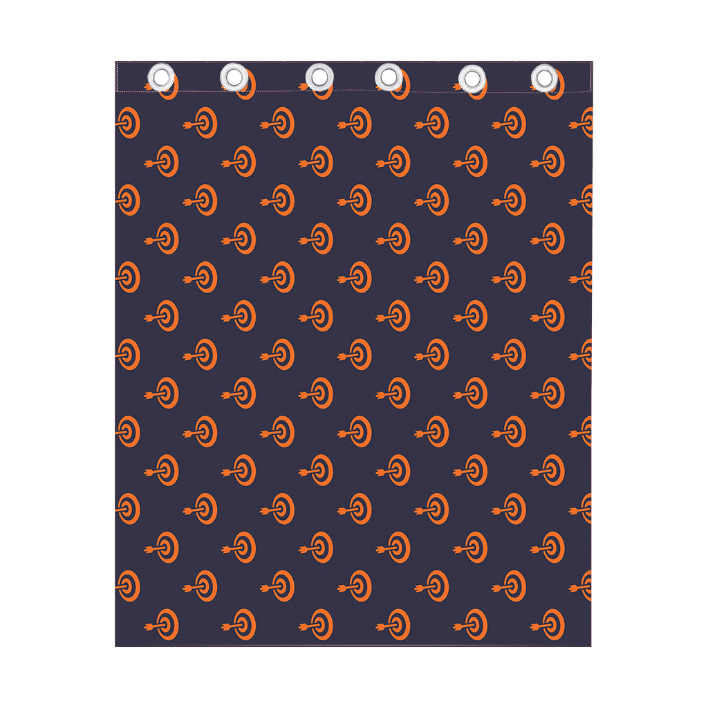 Orange Bullseye Target Pattern Print Curtain