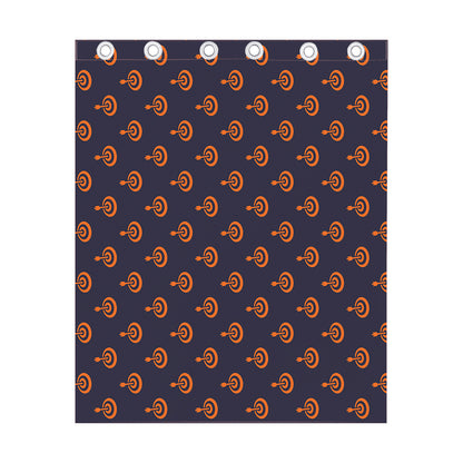 Orange Bullseye Target Pattern Print Curtain