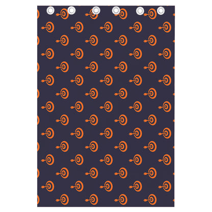Orange Bullseye Target Pattern Print Curtain