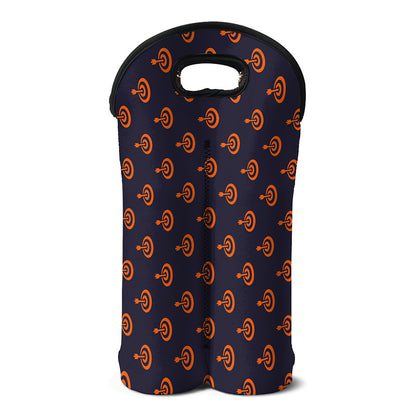 Orange Bullseye Target Pattern Print Double Neoprene Wine Tote