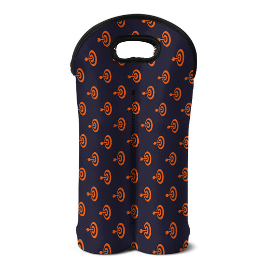 Orange Bullseye Target Pattern Print Double Neoprene Wine Tote