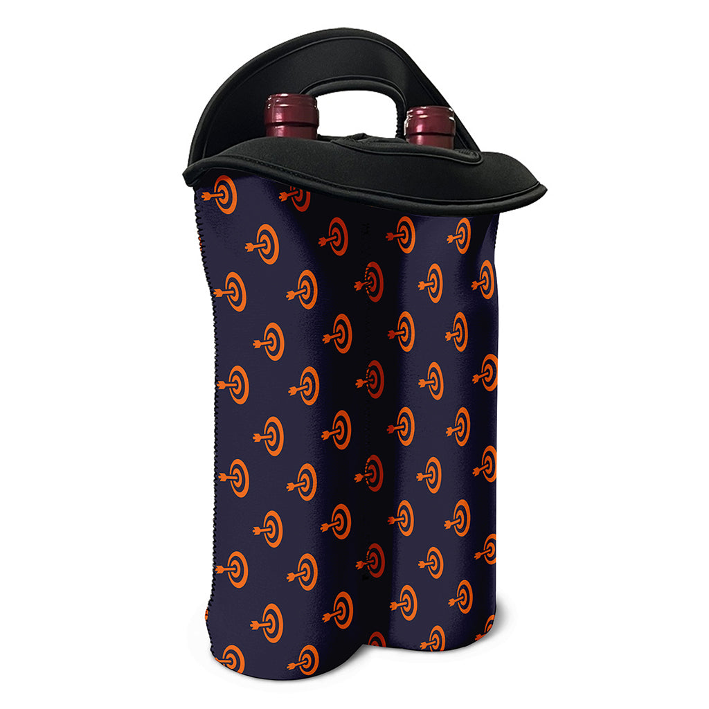 Orange Bullseye Target Pattern Print Double Neoprene Wine Tote