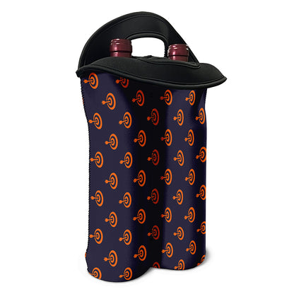 Orange Bullseye Target Pattern Print Double Neoprene Wine Tote