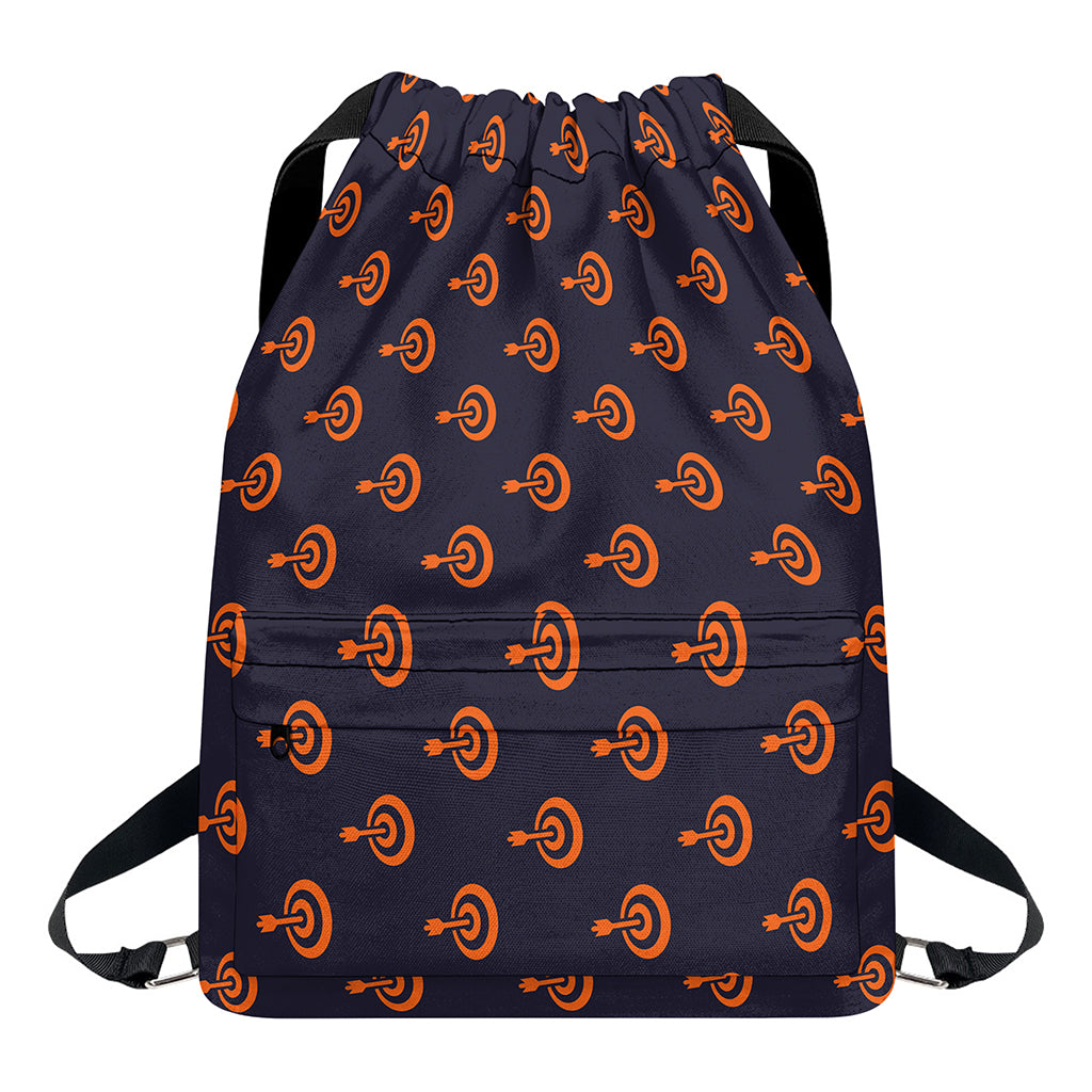 Orange Bullseye Target Pattern Print Drawstring Backpack