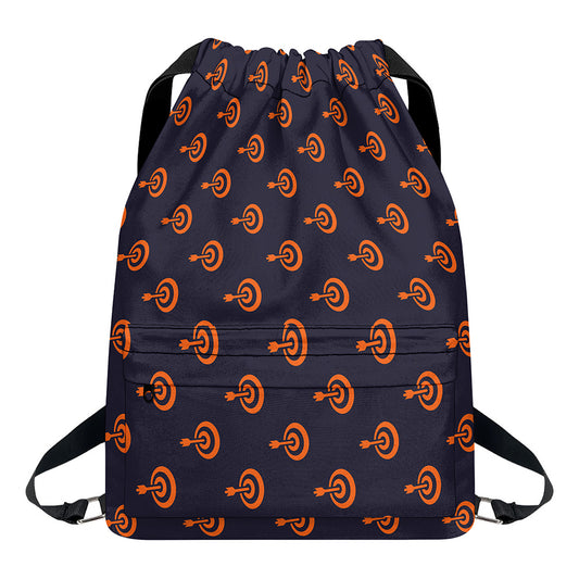 Orange Bullseye Target Pattern Print Drawstring Backpack