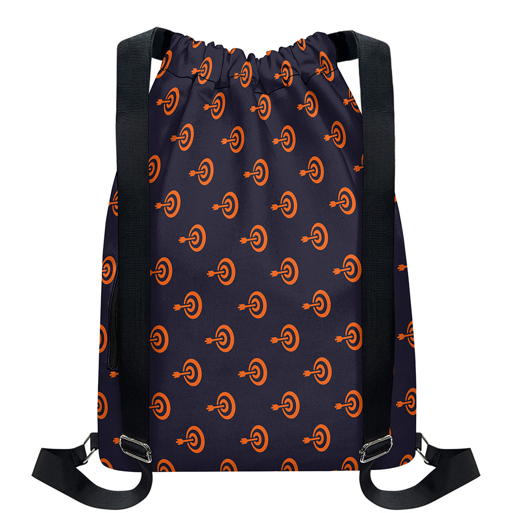 Orange Bullseye Target Pattern Print Drawstring Backpack