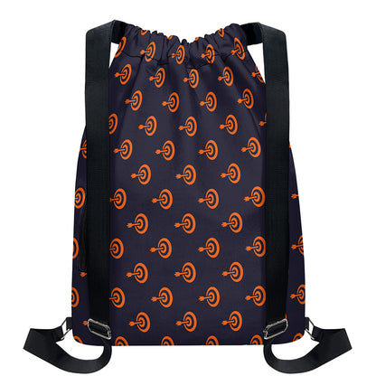 Orange Bullseye Target Pattern Print Drawstring Backpack