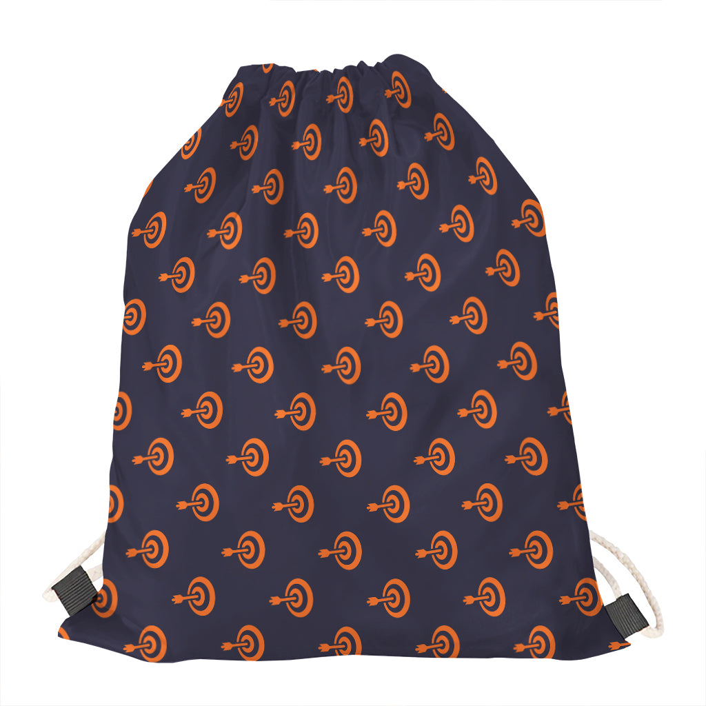 Orange Bullseye Target Pattern Print Drawstring Bag