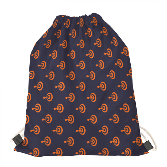 Orange Bullseye Target Pattern Print Drawstring Bag