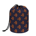 Orange Bullseye Target Pattern Print Drawstring Makeup Bag