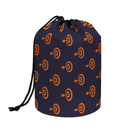 Orange Bullseye Target Pattern Print Drawstring Makeup Bag