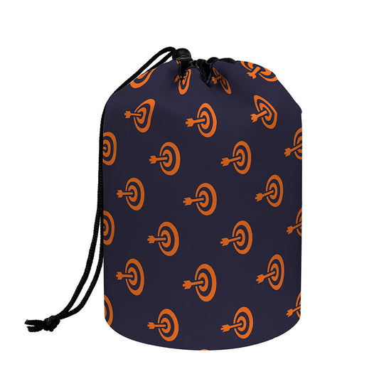 Orange Bullseye Target Pattern Print Drawstring Makeup Bag