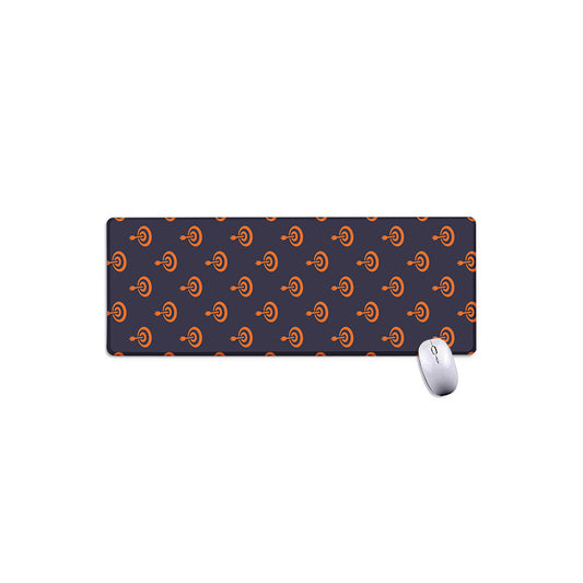 Orange Bullseye Target Pattern Print Extended Mouse Pad