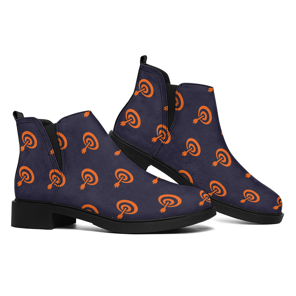 Orange Bullseye Target Pattern Print Flat Ankle Boots