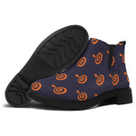 Orange Bullseye Target Pattern Print Flat Ankle Boots