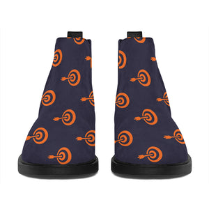 Orange Bullseye Target Pattern Print Flat Ankle Boots