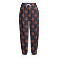 Orange Bullseye Target Pattern Print Fleece Lined Knit Pants