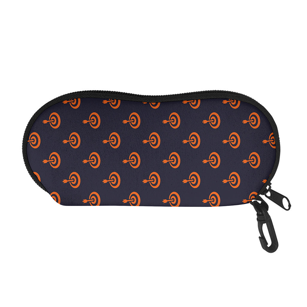 Orange Bullseye Target Pattern Print Glasses Case