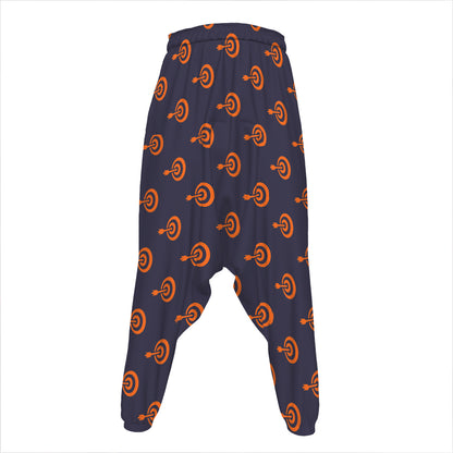 Orange Bullseye Target Pattern Print Hammer Pants