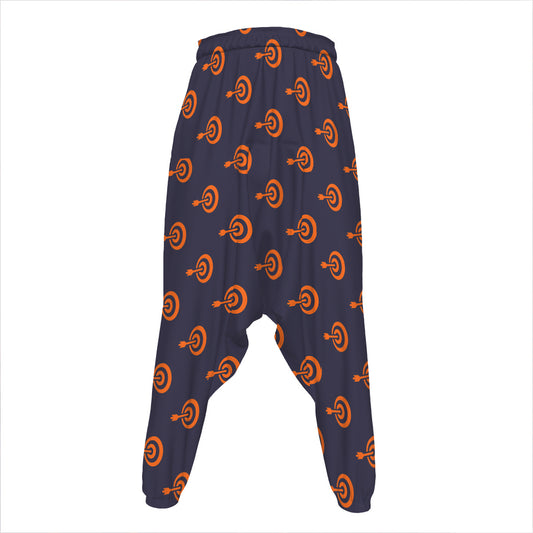 Orange Bullseye Target Pattern Print Hammer Pants